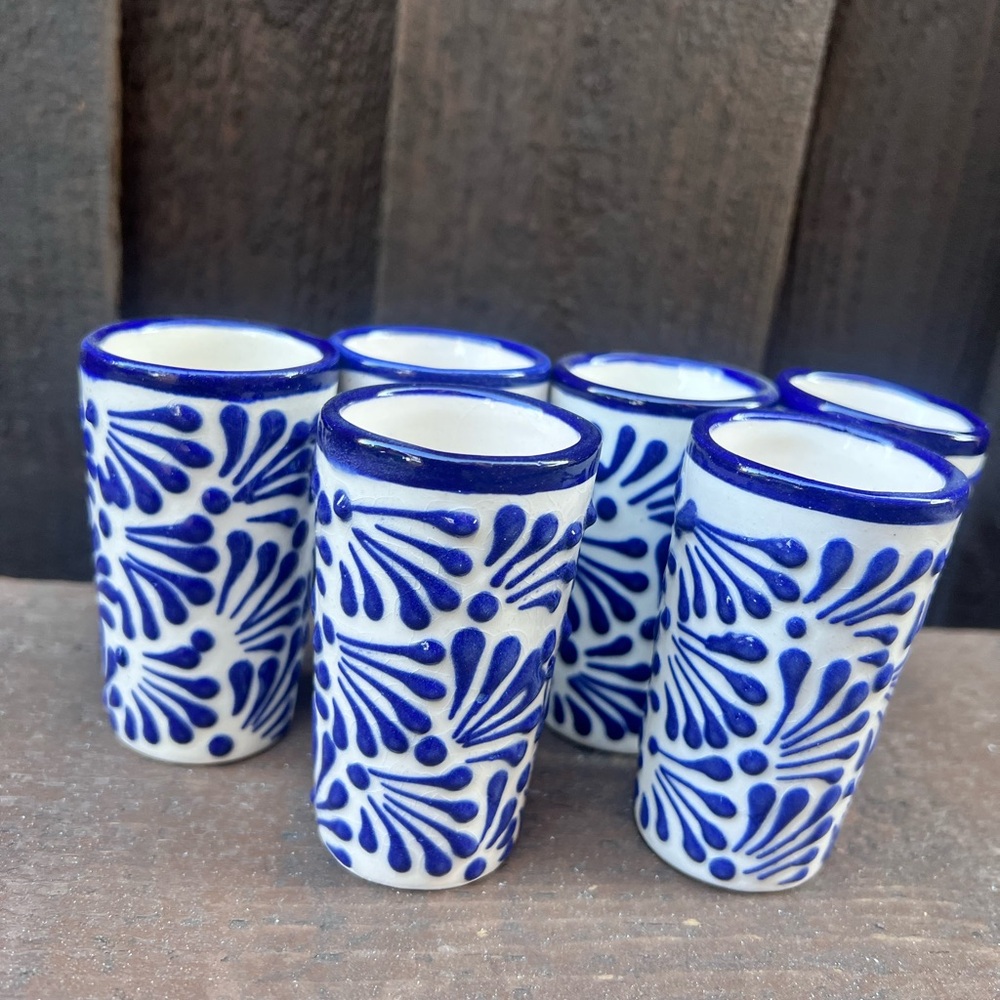 Mexican Talavera Tequila Shot Glasses, Tequileros. - Picture 3 of 4